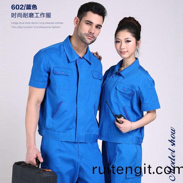 夏季(ji)純(chun)棉(mian)短袖(xiu)工作服